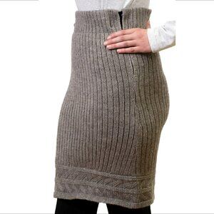 Everest Rayana sweater skirt stone wool ribbed Nepal gray brown new Small